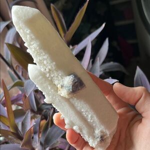 White Crystal Cluster with Purple Accents